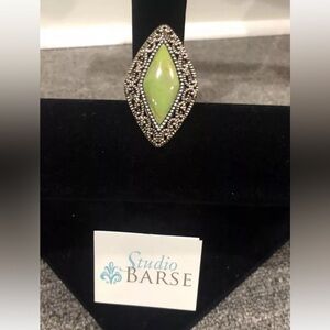 Studio Barse Rare Jade Gold Statement Ring Diamond Shape 7.5